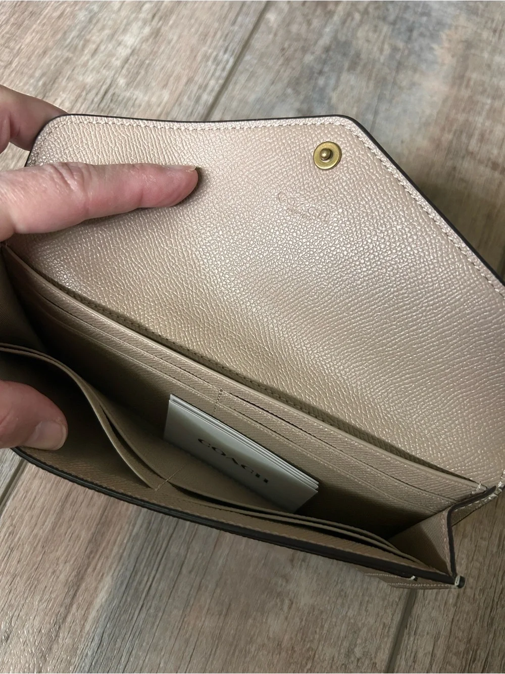 Coach Wyn Soft Wallet in Metallic Gold Crossgrain Leather